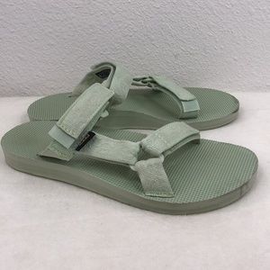 Teva Universal Slide Sandals Mint Open Back T Strap Side Casual Womens 7